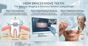 Braces process: force, mapping, retention.
