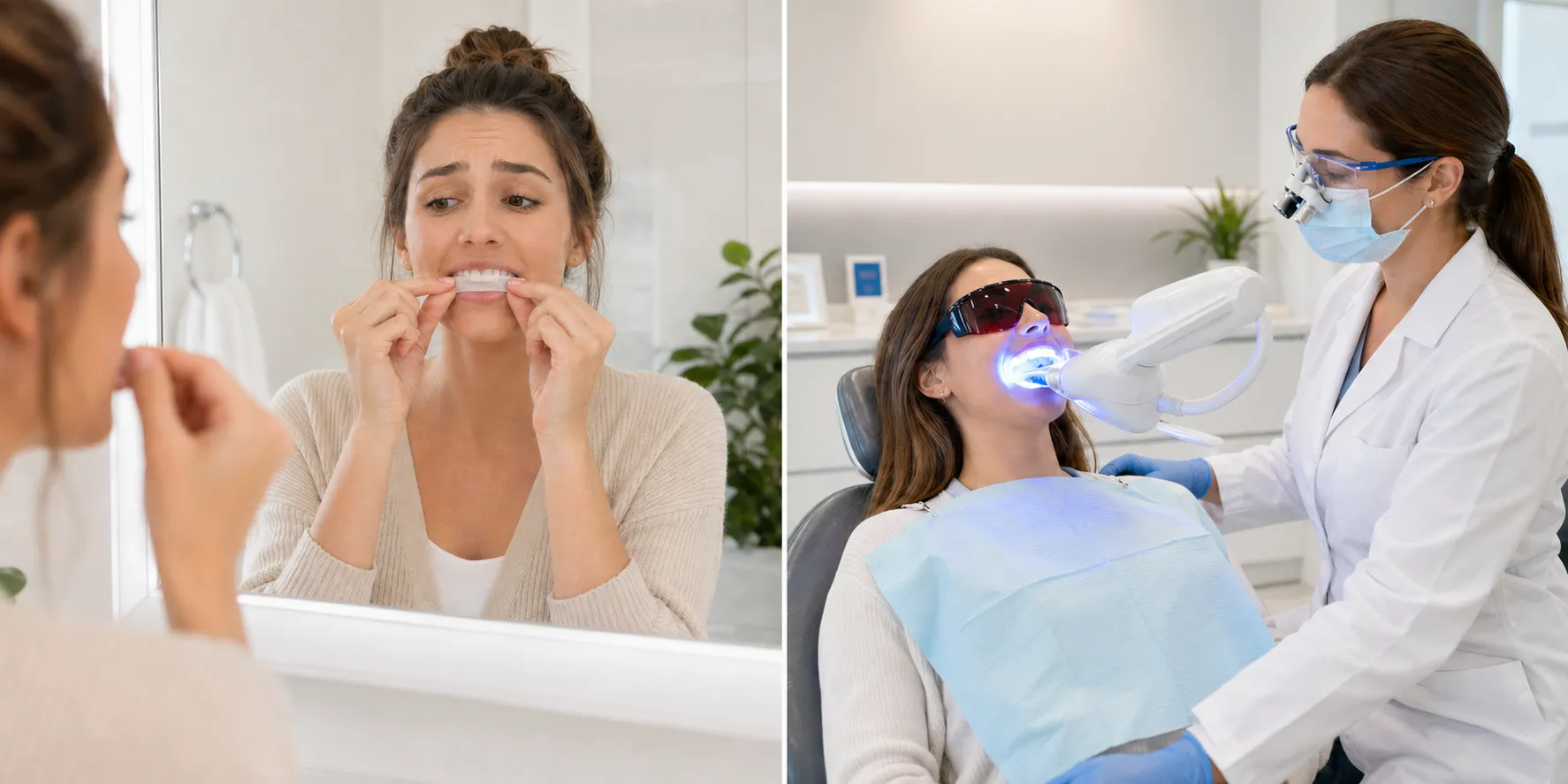 In-chair vs take-home whitening for sensitive teeth — professional comparison at Sunbury Dental Group