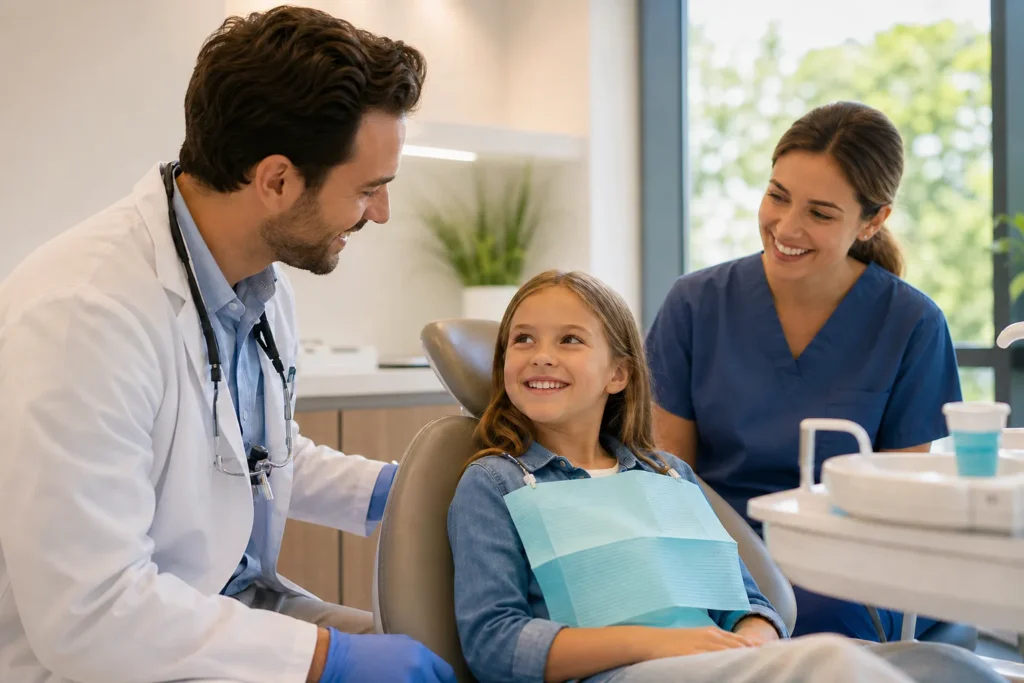 Bulk billing dentist near me — child receiving dental check-up at Sunbury Dental Group under CDBS