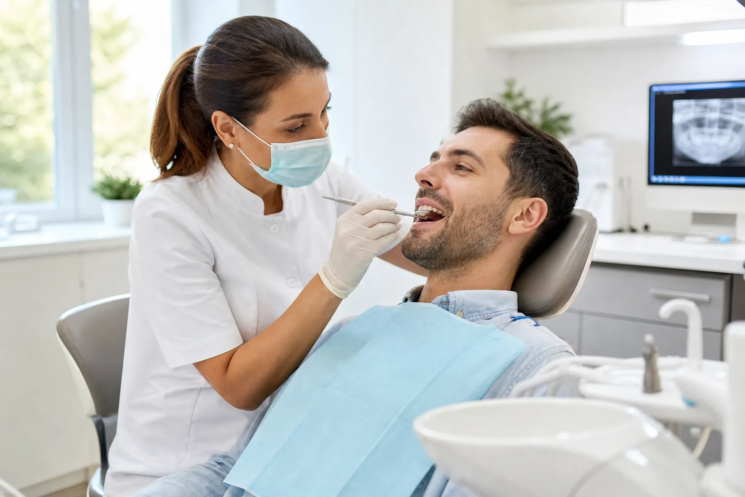 Patient receiving a routine dental check-up in Sunbury