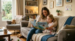 child scared of dentist — parent preparing child at home