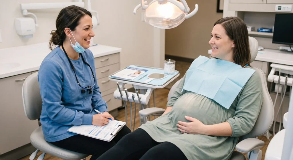 Dental treatment during pregnancy safety check with dentist