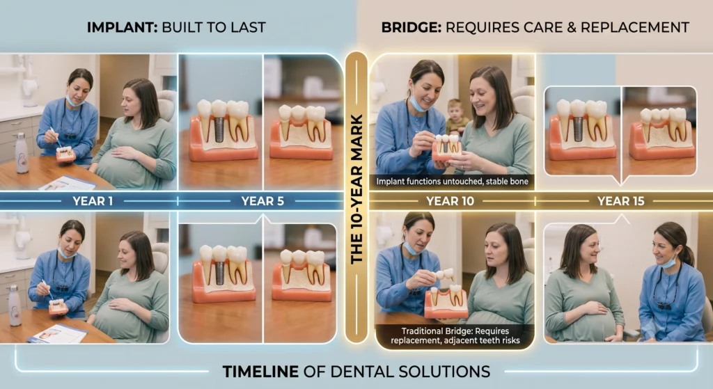 Implant vs bridge cost comparison consultation