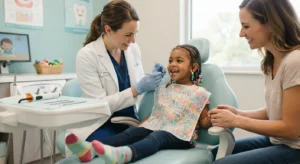 Pediatric orthodontics gap assessment for a child at the dentist