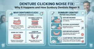 Dentures clicking noise causes and solutions