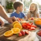 Vitamin C foods for strong teeth and gums prepared in a family kitchen