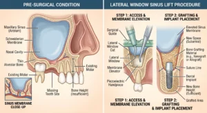 Sinus lift procedure explained with bone grafting technique