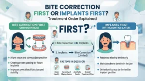 Combined dental treatment plan showing implant and orthodontic sequencing