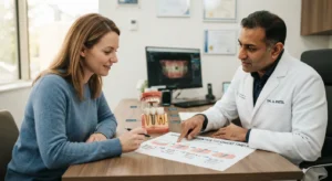 Patient discussing dental treatment options