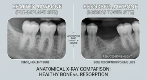 Bone loss years after extraction comparison X-ray